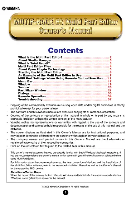 yamaha雅马哈MOTIF-RACK ES Multi Part Editor